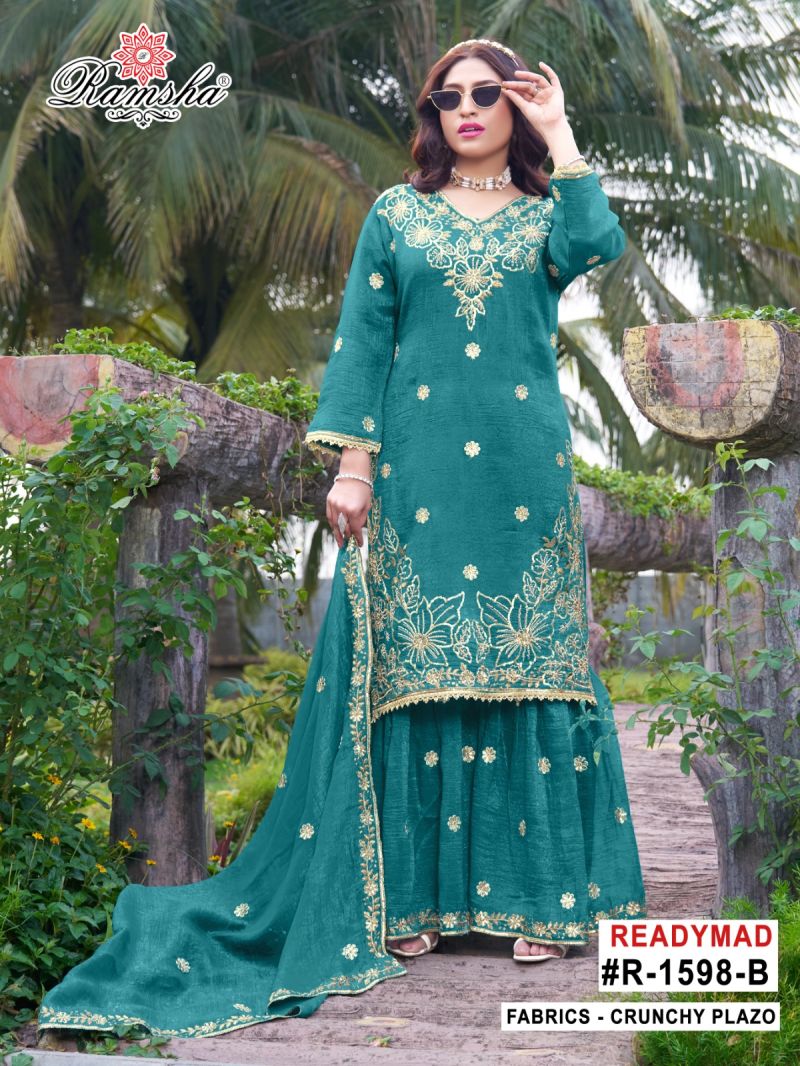 Ramsha R 1598 A To D Readymade Crunchy Embroidered Designer Salwar Kameez Catalog