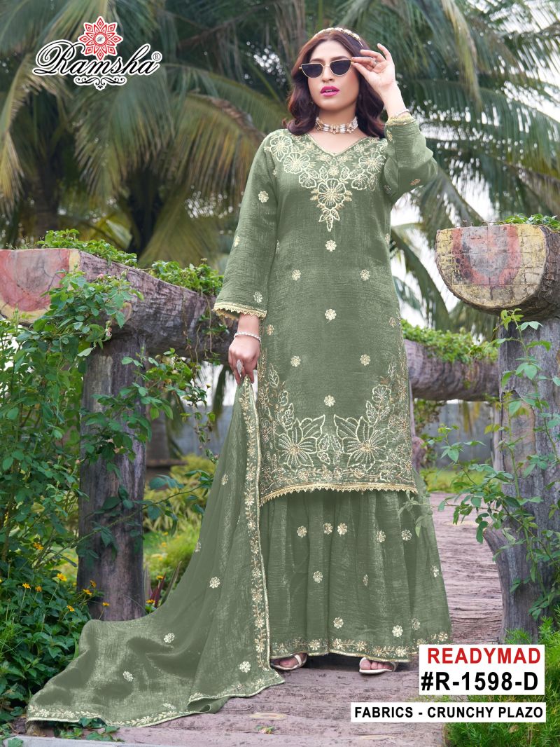 Ramsha R 1598 A To D Readymade Crunchy Embroidered Designer Salwar Kameez Catalog — Wholesale Salwar Suits, Ramsha wholesale from Surat — Photo 4