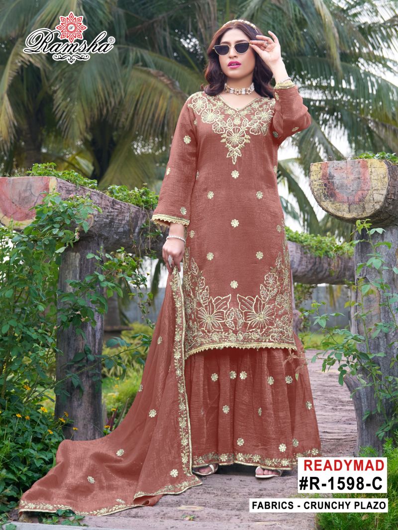 Ramsha R 1598 A To D Readymade Crunchy Embroidered Designer Salwar Kameez Catalog — Wholesale Salwar Suits, Ramsha wholesale from Surat — Photo 3