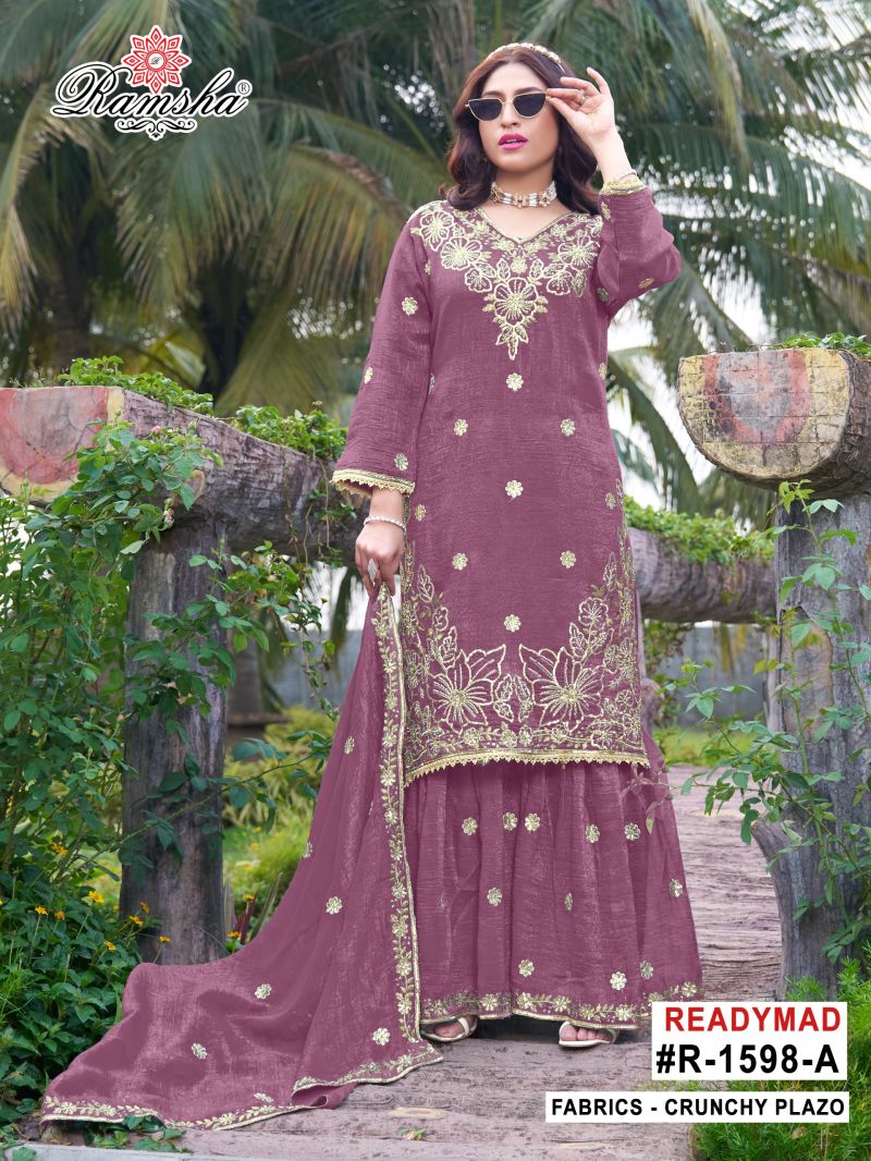 Ramsha R 1598 A To D Readymade Crunchy Embroidered Designer Salwar Kameez Catalog — Wholesale Salwar Suits, Ramsha wholesale from Surat — Photo 2