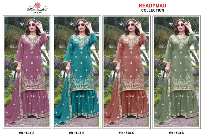 Ramsha R 1598 A To D Readymade Crunchy Embroidered Designer Salwar Kameez Catalog — Wholesale Salwar Suits, Ramsha wholesale from Surat — Photo 5