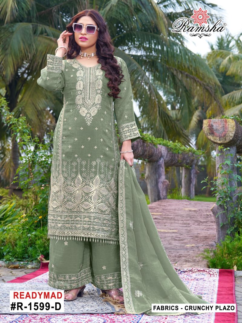 Ramsha R 1599 A To D Crunchy Embroidered Designer Salwar Kameez Catalog — Wholesale Salwar Suits, Ramsha wholesale from Surat — Photo 3