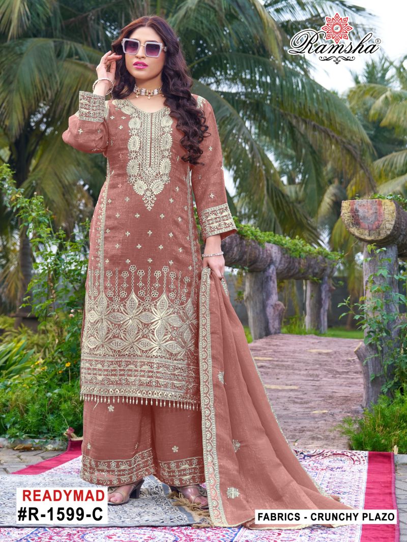 Ramsha R 1599 A To D Crunchy Embroidered Designer Salwar Kameez Catalog — Wholesale Salwar Suits, Ramsha wholesale from Surat — Photo 2