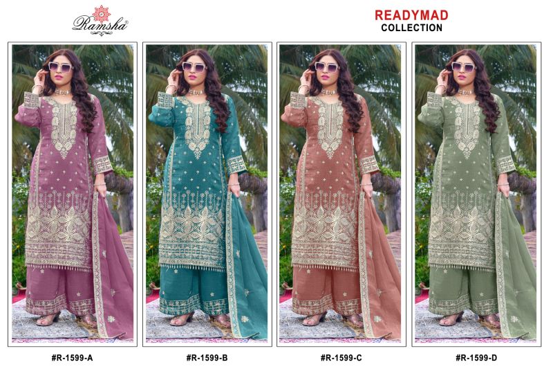 Ramsha R 1599 A To D Crunchy Embroidered Designer Salwar Kameez Catalog — Wholesale Salwar Suits, Ramsha wholesale from Surat — Photo 5