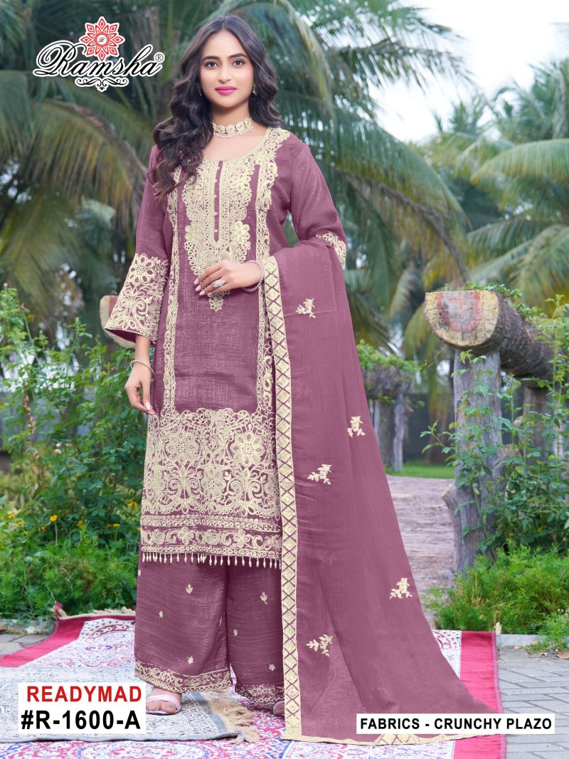 Ramsha R 1600 A To D Crunchy Embroidered Designer Salwar Kameez Collection — Wholesale Salwar Suits, Ramsha wholesale from Surat — view 4