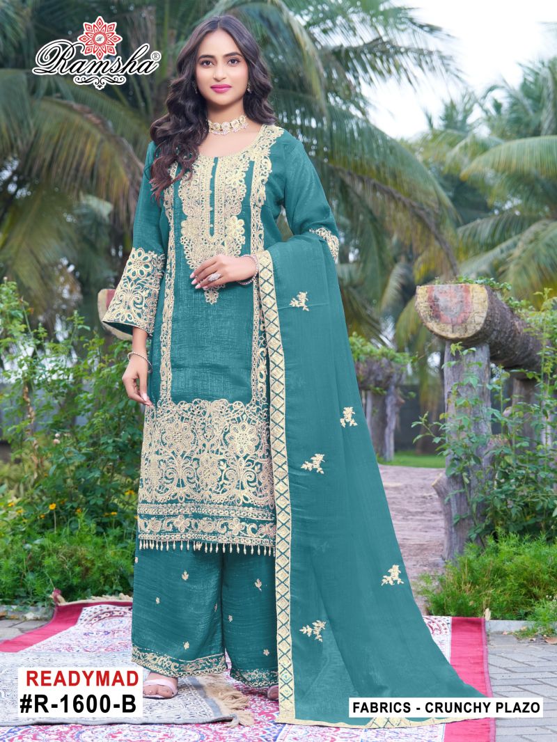 Ramsha R 1600 A To D Crunchy Embroidered Designer Salwar Kameez Collection — Wholesale Salwar Suits, Ramsha wholesale from Surat — view 3