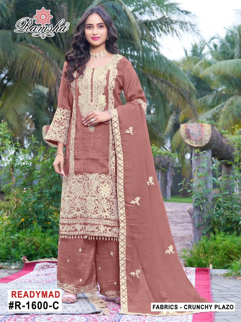 Ramsha R 1600 A To D Crunchy Embroidered Designer Salwar Kameez Collection