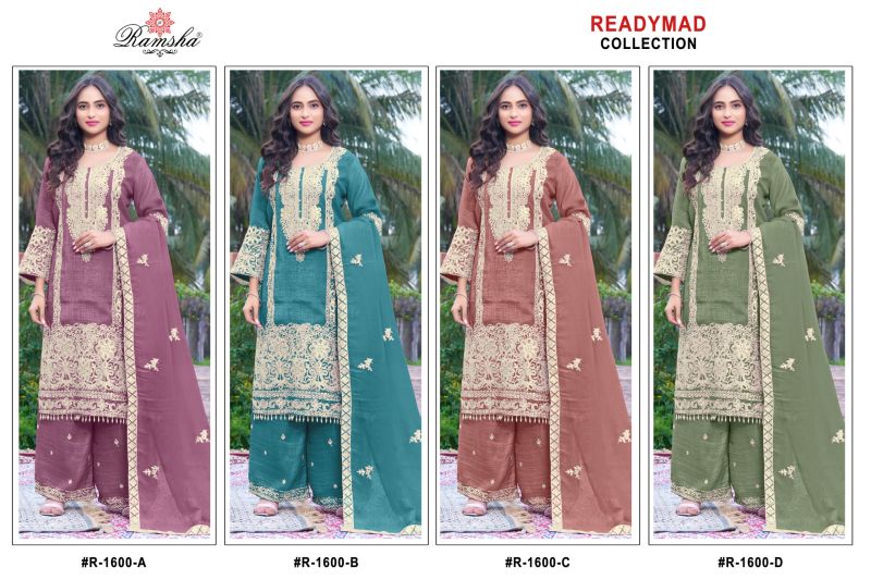 Ramsha R 1600 A To D Crunchy Embroidered Designer Salwar Kameez Collection — Wholesale Salwar Suits, Ramsha wholesale from Surat — view 5