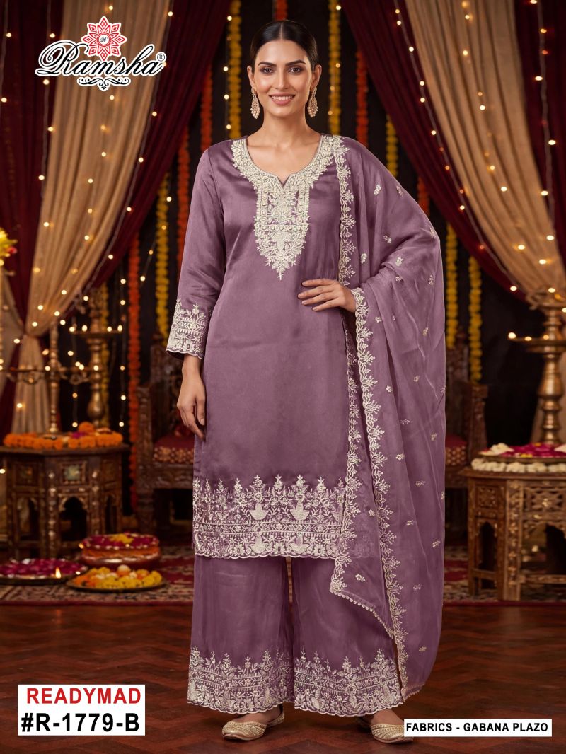 Ramsha R 1779 A To D Gabana Zari Work Designer Salwar Kameez Catalog — Wholesale Salwar Suits, Ramsha wholesale from Surat — Photo 4