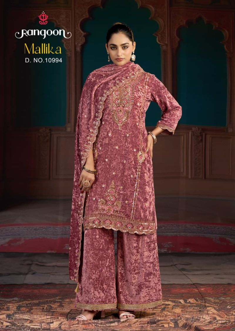 Rangoon Mallika Readymade Makhmal Velvet Beads Work Designer Salwar Kameez Collection — Wholesale Salwar Suits, Kessi wholesale from Surat — Photo 4