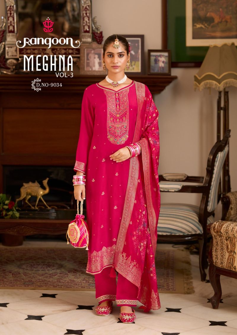 Rangoon Meghna Vol 3 Jacquard Khatli Handwork Salwar Kameez Catalog