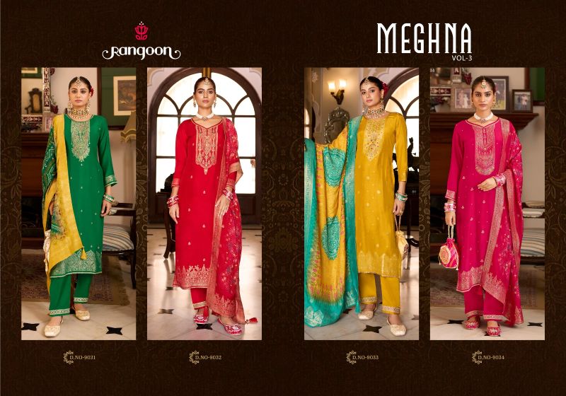 Rangoon Meghna Vol 3 Jacquard Khatli Handwork Salwar Kameez Catalog — Wholesale Salwar Suits, Kessi wholesale from Surat — Photo 6