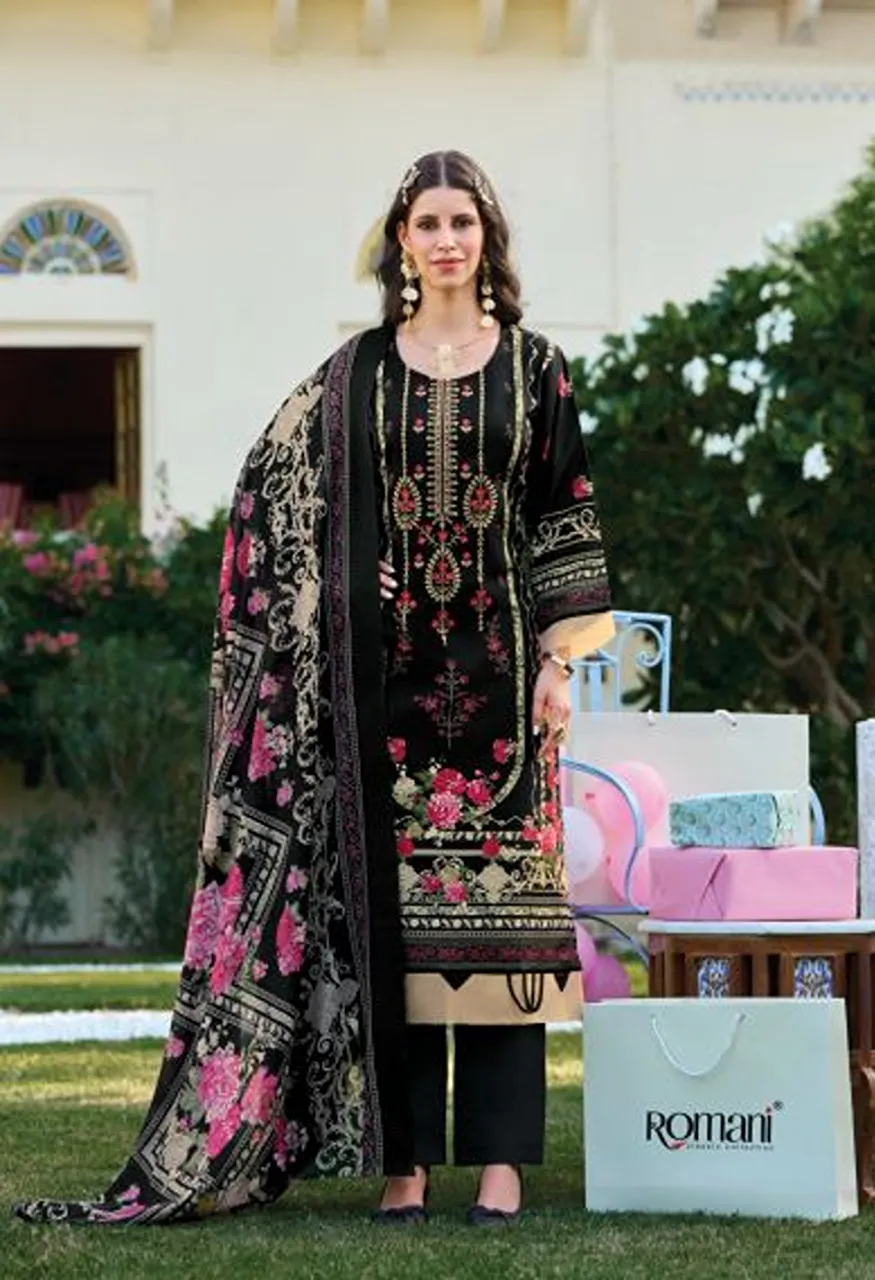 Romani Bin Kareem Vol 7 Cotton Digital Printed With Embroidered Dress Material Catalog