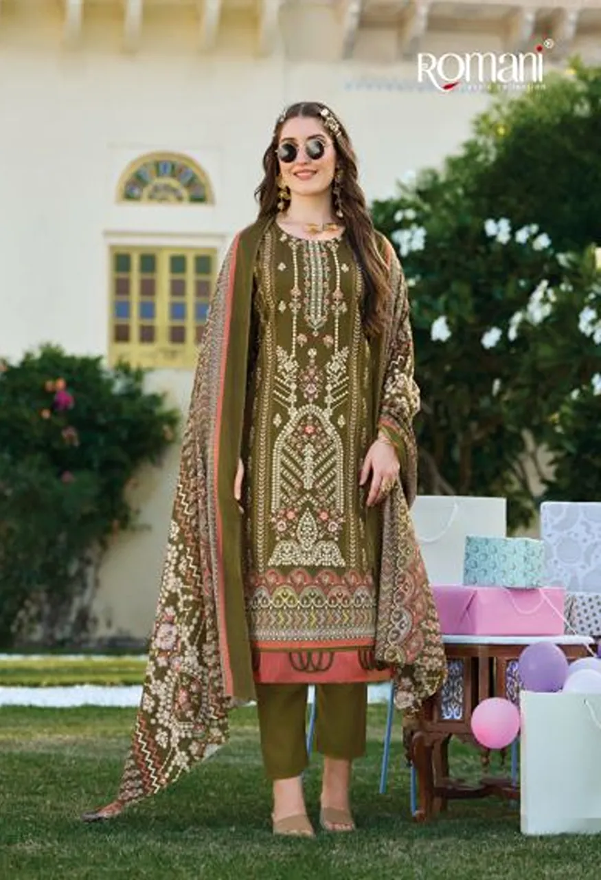 Romani Bin Kareem Vol 7 Cotton Digital Printed With Embroidered Dress Material Catalog — Wholesale Salwar Suits, Romani wholesale from Surat — Photo 8