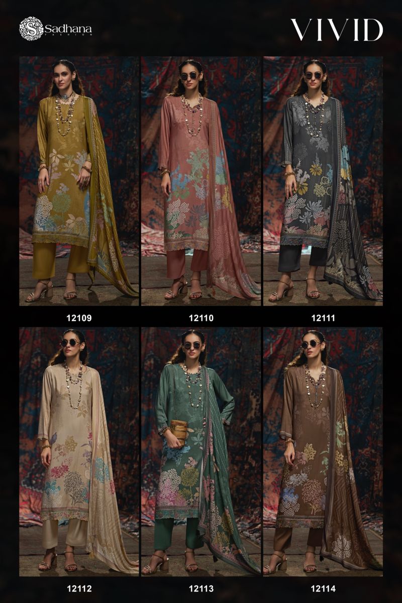 Sadhana Vivid Viscose Pashmina Digital Printed Salwar Kameez Collection — Wholesale Salwar Suits, Sadhana Fashion wholesale from Surat — view 7