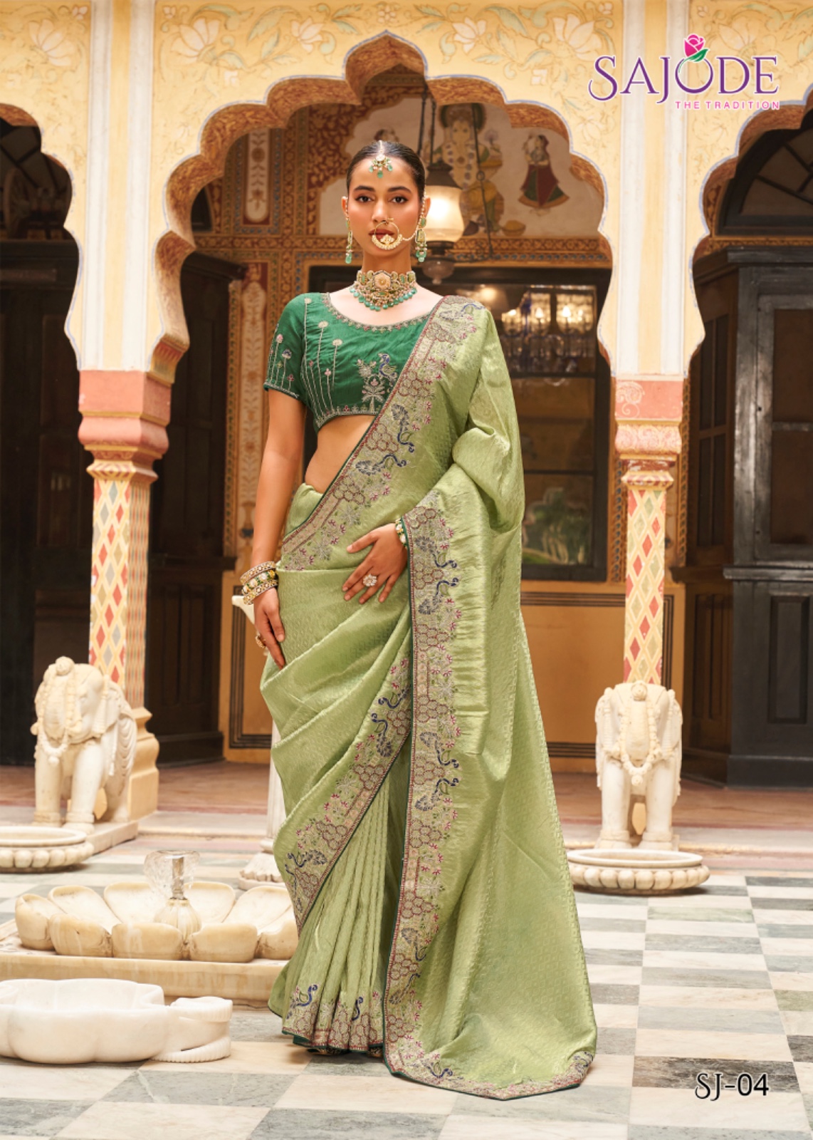 Sajode Kalash Soft Tissue with Embroidered Saree Collection — Wholesale Sarees, sajode wholesale from Surat — Photo 4