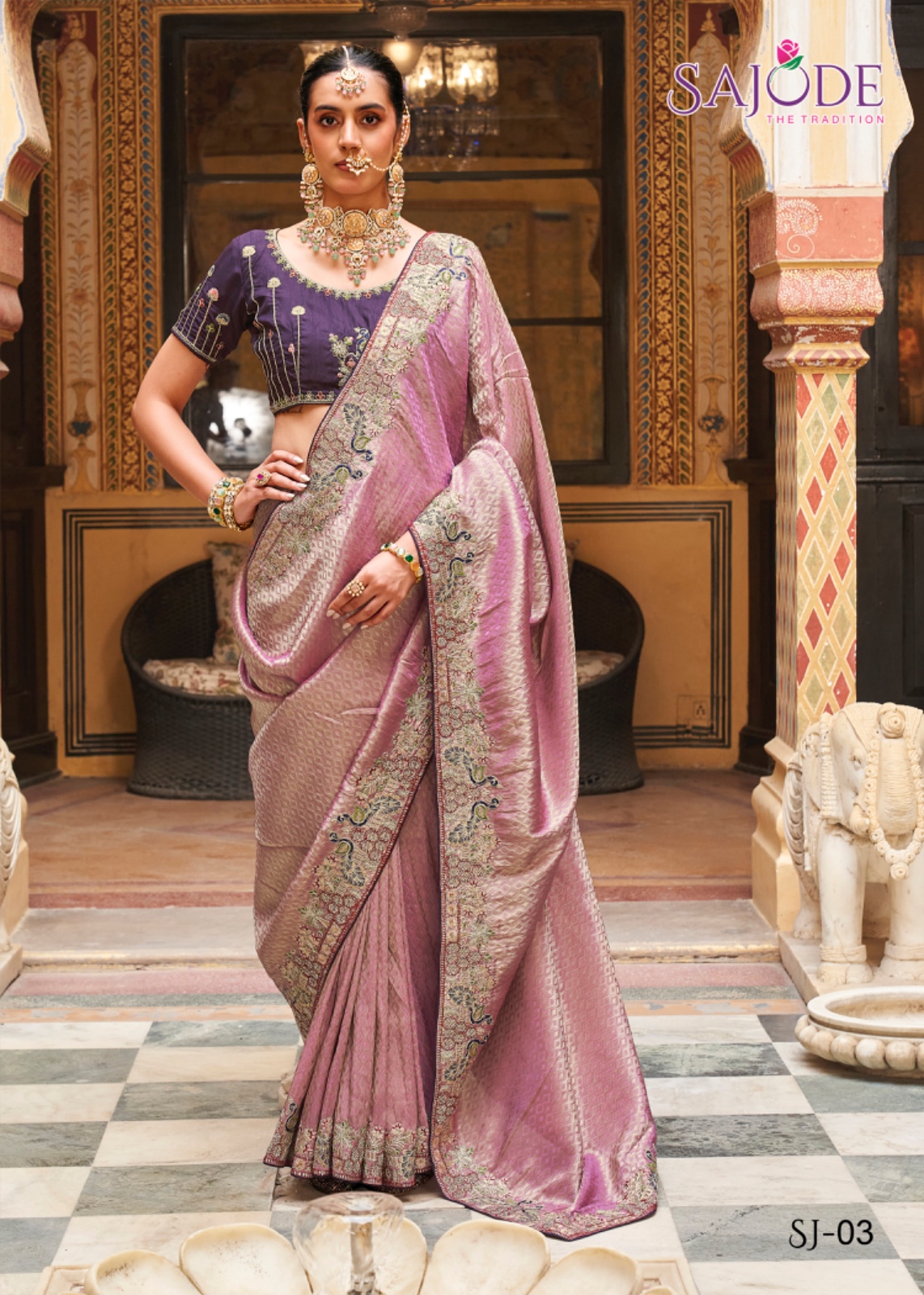 Sajode Kalash Soft Tissue with Embroidered Saree Collection — Wholesale Sarees, sajode wholesale from Surat — Photo 2