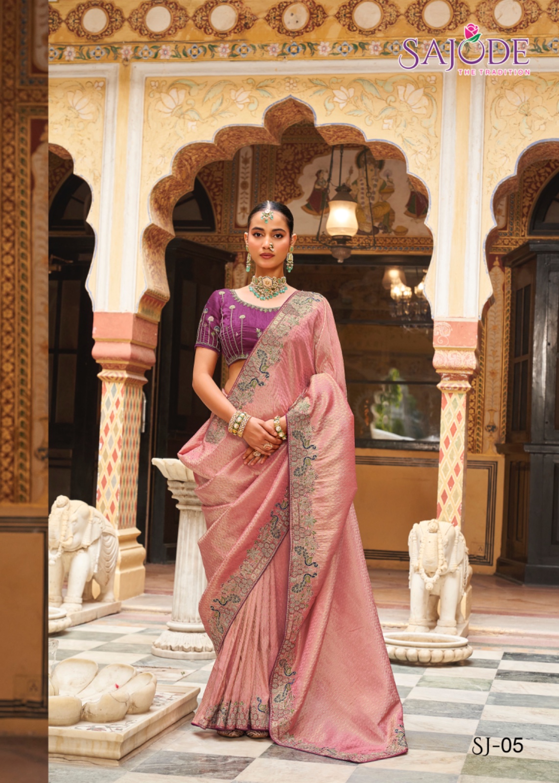 Sajode Kalash Soft Tissue with Embroidered Saree Collection — Wholesale Sarees, sajode wholesale from Surat — Photo 7