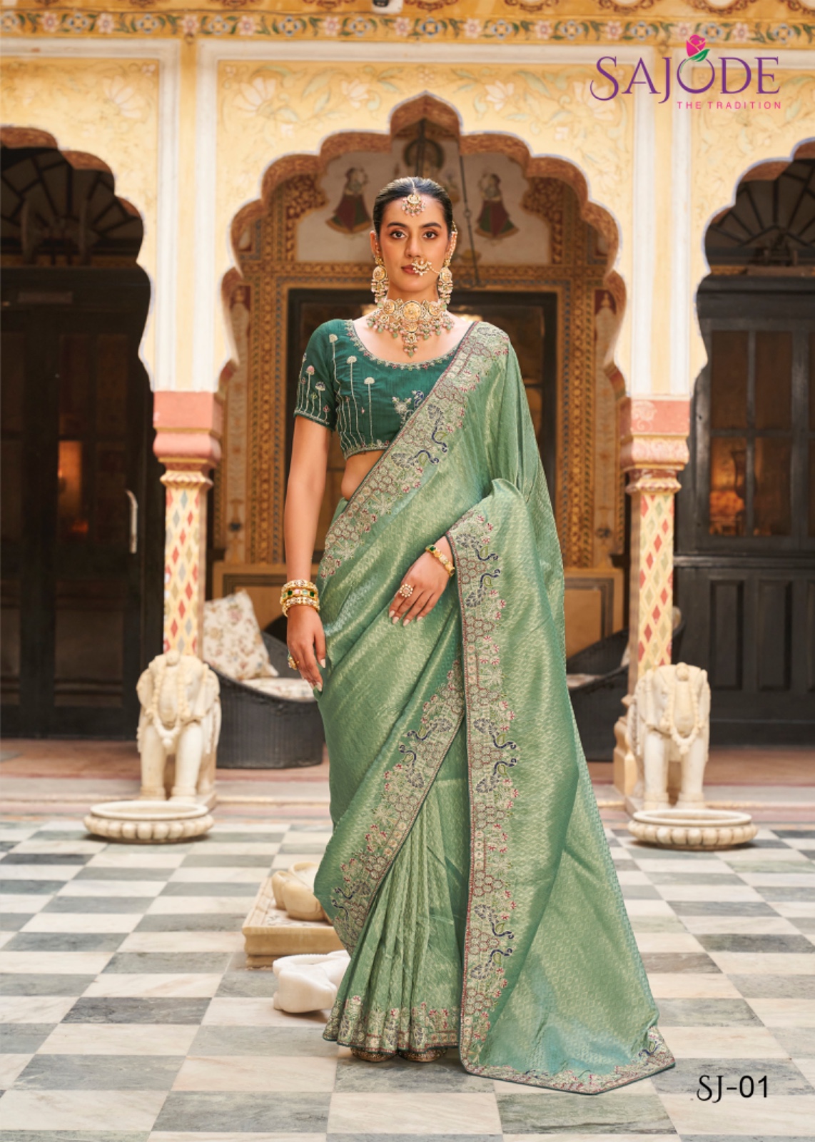 Sajode Kalash Soft Tissue with Embroidered Saree Collection — Wholesale Sarees, sajode wholesale from Surat — Photo 6