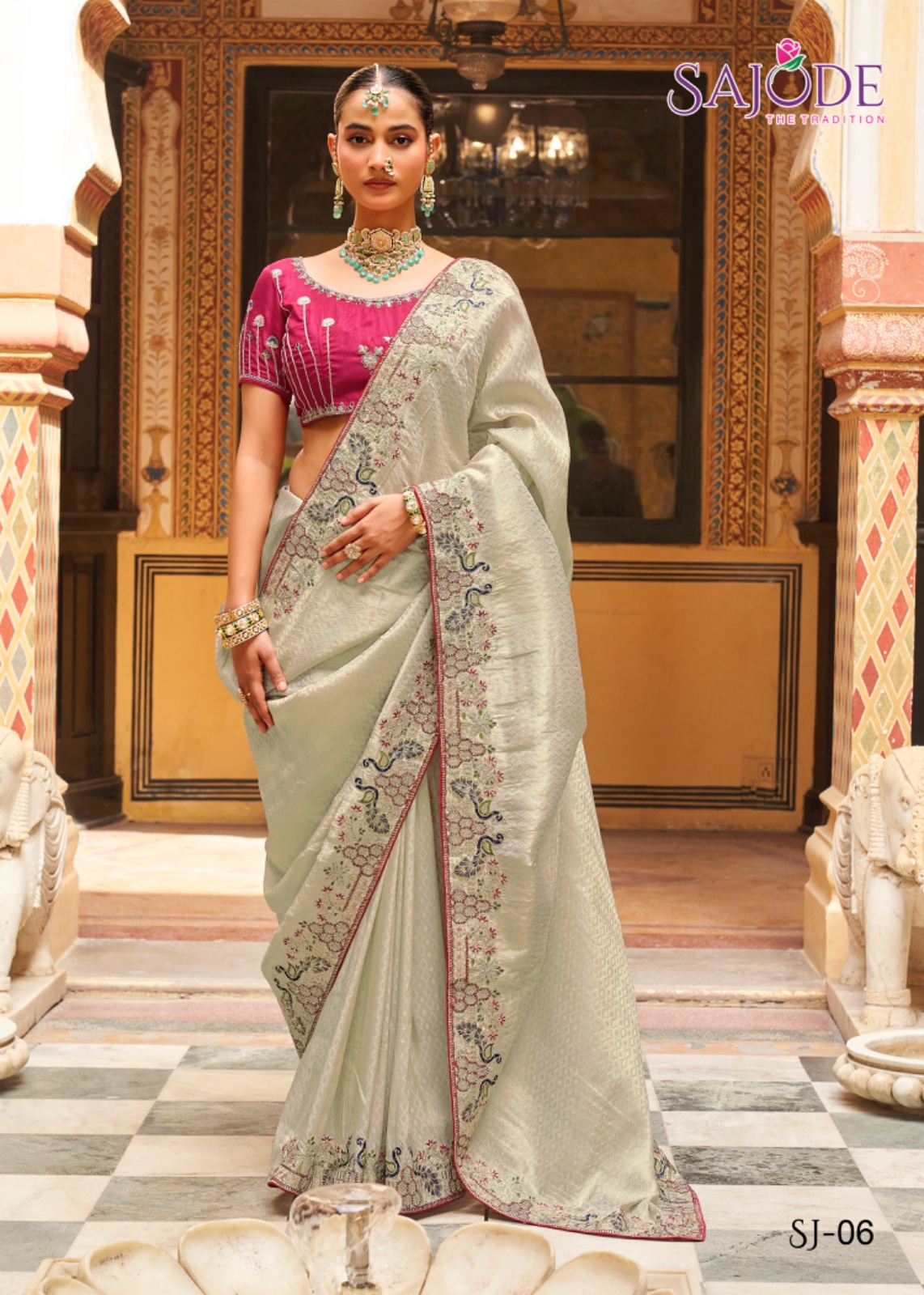 Sajode Kalash Soft Tissue with Embroidered Saree Collection — Wholesale Sarees, sajode wholesale from Surat — Photo 5