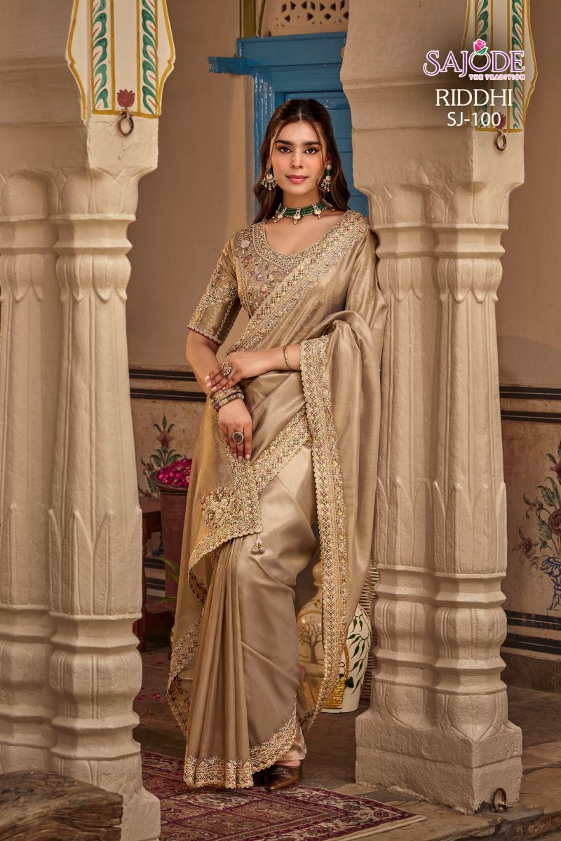 Sajode Riddhi Wholesale Soft Tissue Zari Work Designer Saree Collection — Wholesale Sarees, Vardan Ethnic wholesale from Surat — Photo 10