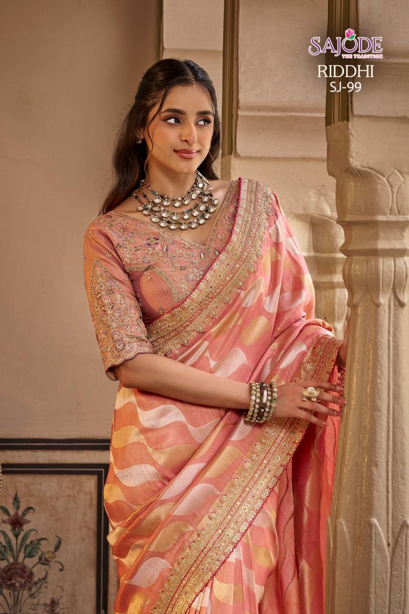 Sajode Riddhi Wholesale Soft Tissue Zari Work Designer Saree Collection