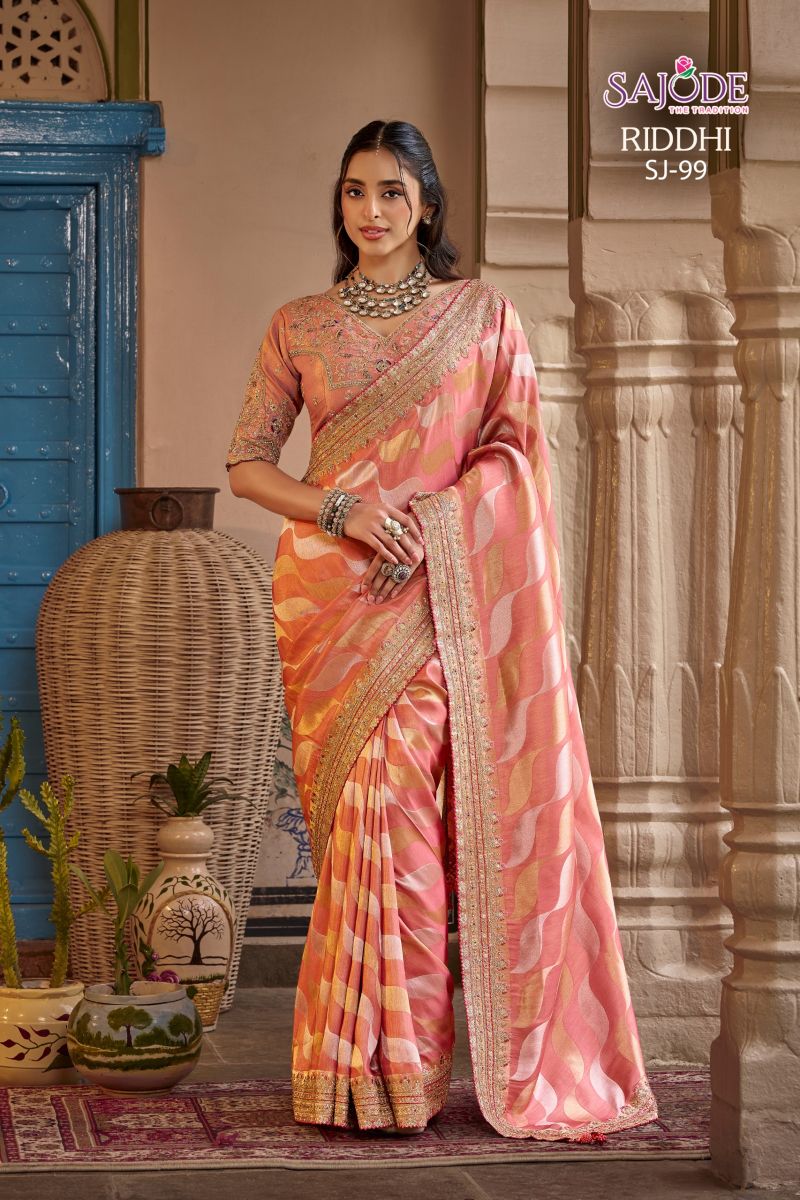 Sajode Riddhi Wholesale Soft Tissue Zari Work Designer Saree Collection — Wholesale Sarees, Vardan Ethnic wholesale from Surat — Photo 9