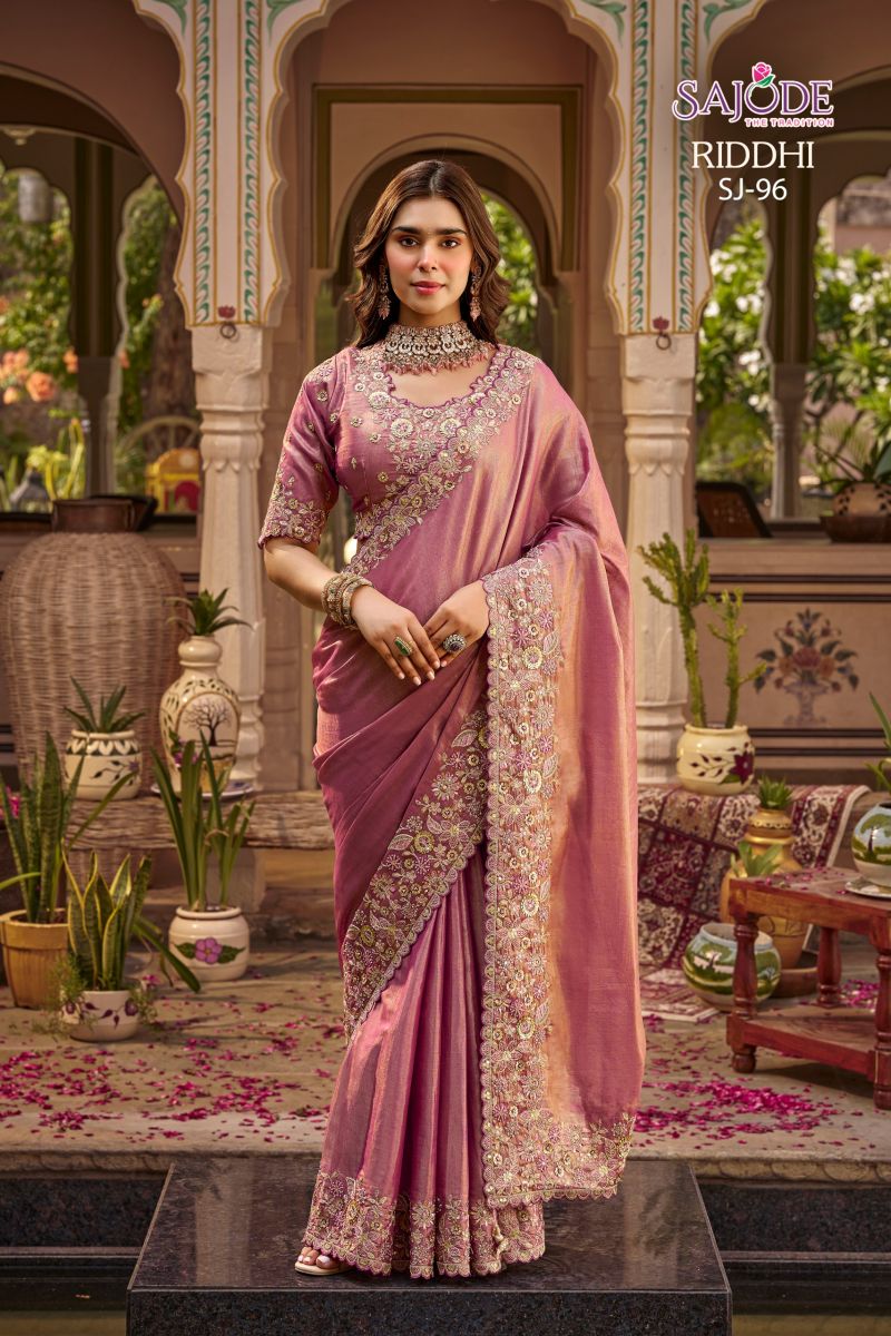 Sajode Riddhi Wholesale Soft Tissue Zari Work Designer Saree Collection — Wholesale Sarees, Vardan Ethnic wholesale from Surat — Photo 6