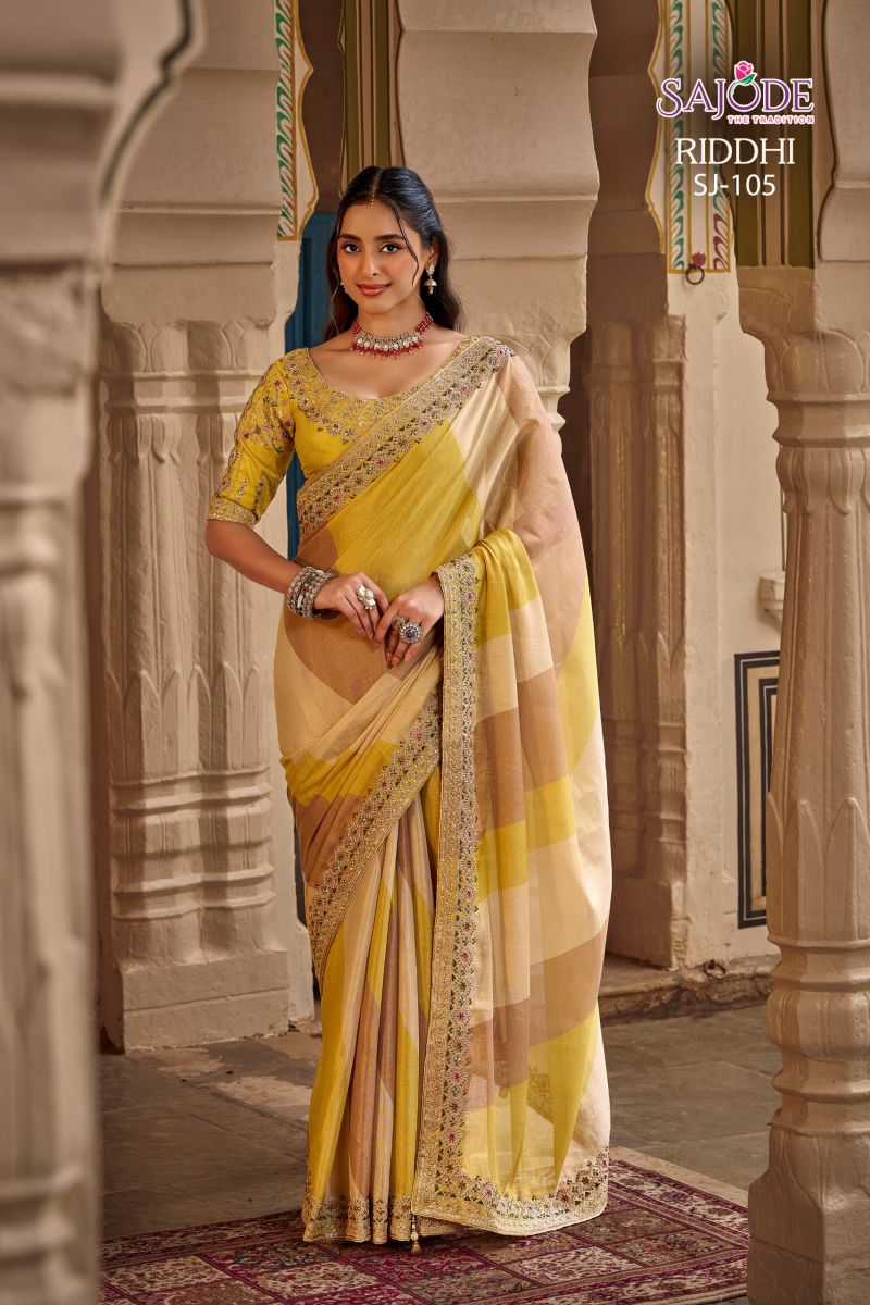 Sajode Riddhi Wholesale Soft Tissue Zari Work Designer Saree Collection — Wholesale Sarees, Vardan Ethnic wholesale from Surat — Photo 3