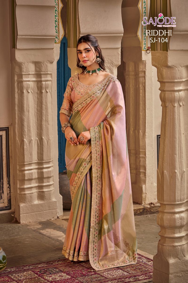Sajode Riddhi Wholesale Soft Tissue Zari Work Designer Saree Collection — Wholesale Sarees, Vardan Ethnic wholesale from Surat — Photo 2