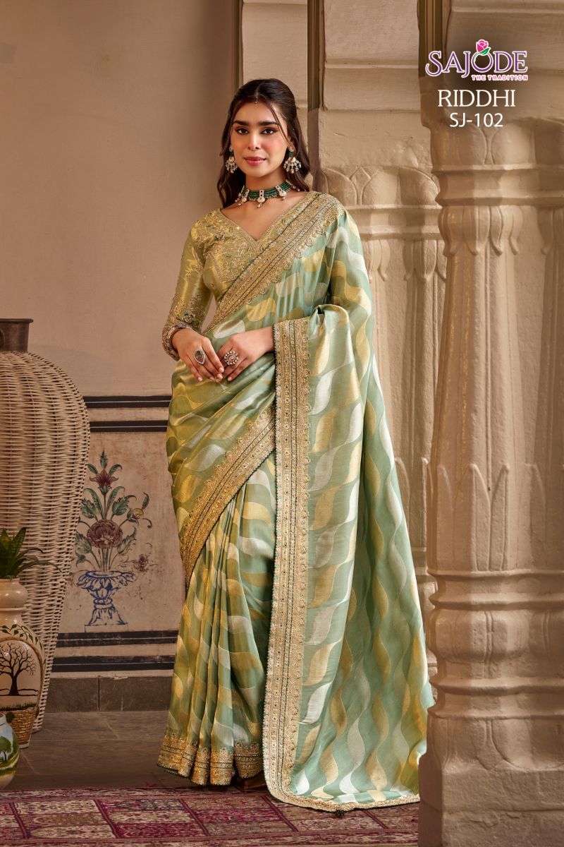 Sajode Riddhi Wholesale Soft Tissue Zari Work Designer Saree Collection — Wholesale Sarees, Vardan Ethnic wholesale from Surat — Photo 12