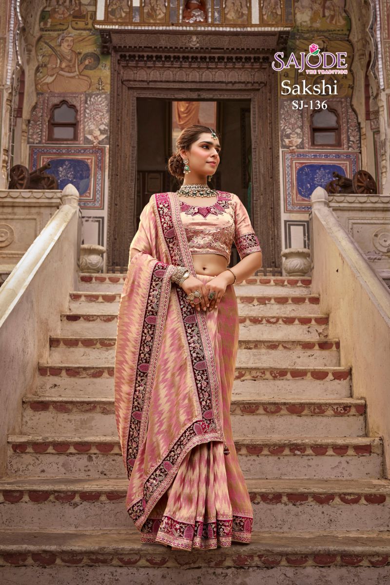 Sajode Sakshi Wholesale Viscose Kanchipuram Handworked Saree Catalog — Wedding Saree, Vardan Ethnic wholesale from Surat — Photo 5