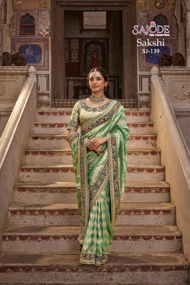 Sajode Sakshi Wholesale Viscose Kanchipuram Handworked Saree Catalog — Wedding Saree, Vardan Ethnic wholesale from Surat — Photo 4