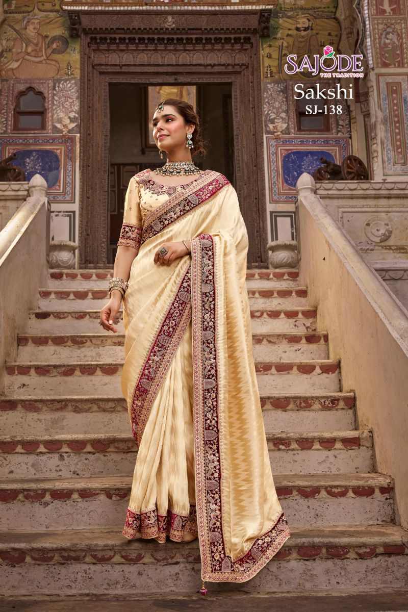 Sajode Sakshi Wholesale Viscose Kanchipuram Handworked Saree Catalog — Wedding Saree, Vardan Ethnic wholesale from Surat — Photo 3