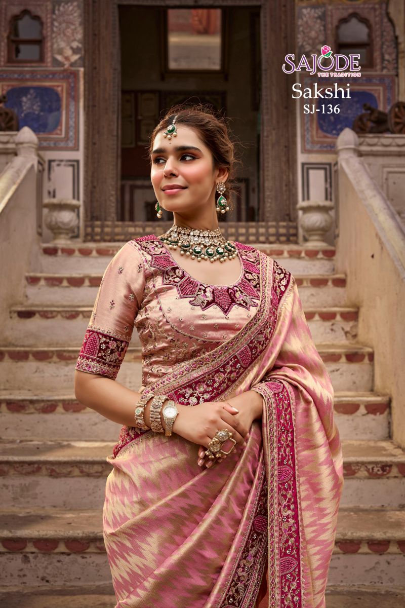 Sajode Sakshi Wholesale Viscose Kanchipuram Handworked Saree Catalog