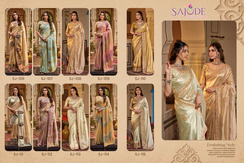 Sajode Siddhi Soft Tissue Zari Work Designer Saree with Stitched Blouse — Wholesale Sarees, sajode wholesale from Surat — Photo 12