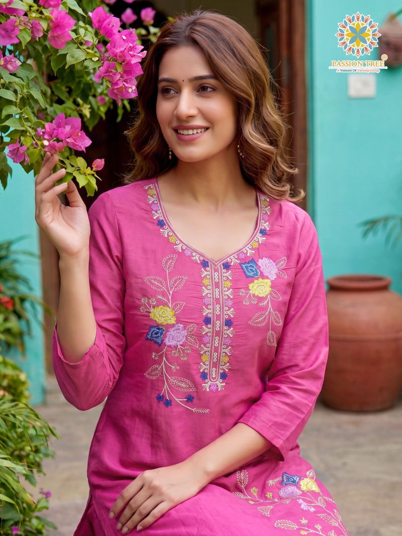 Sakira Vol 1 By Passion Tree Roman Silk Embroidered Kurti With Bottom Dupatta Catalog — Wholesale Kurtis, Passion Tree wholesale from Surat — view 4