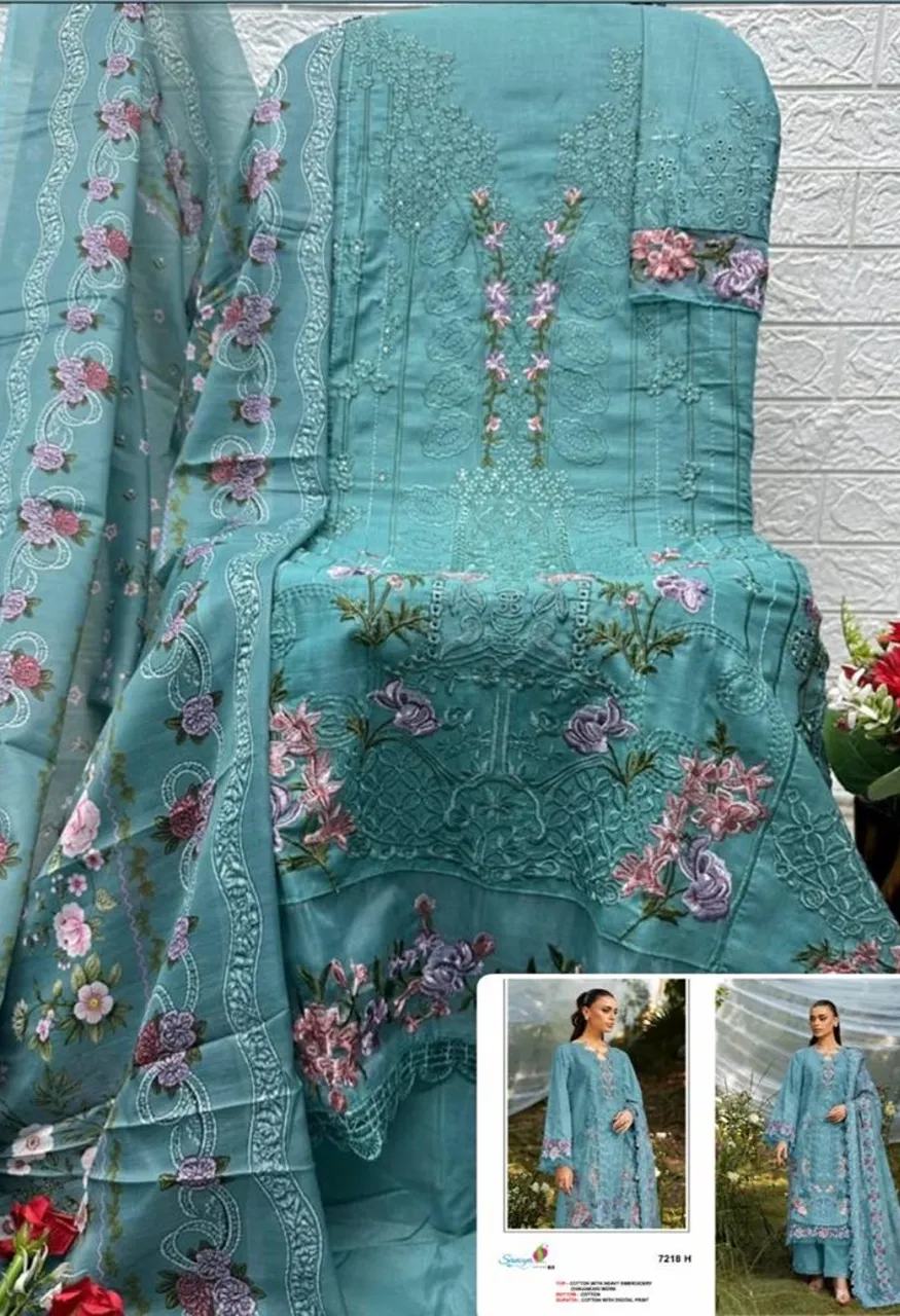 Saniya 7218 E To H Cotton Chikankari Embroidered Salwar Kameez Collection — Wholesale Salwar Suits, Saniya wholesale from Surat — view 3