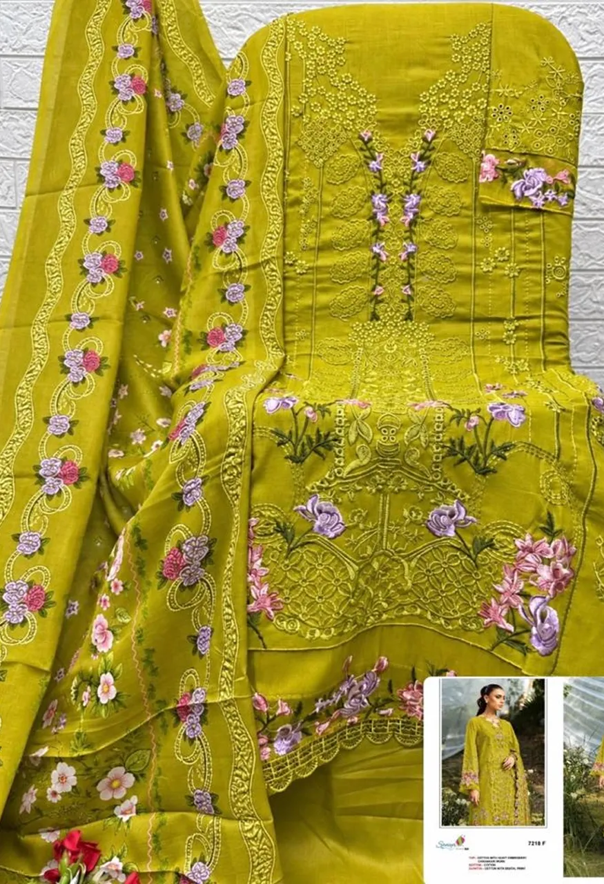 Saniya 7218 E To H Cotton Chikankari Embroidered Salwar Kameez Collection — Wholesale Salwar Suits, Saniya wholesale from Surat — view 5