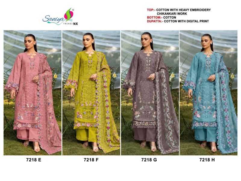 Saniya 7218 E To H Cotton Chikankari Embroidered Salwar Kameez Collection — Wholesale Salwar Suits, Saniya wholesale from Surat — view 8