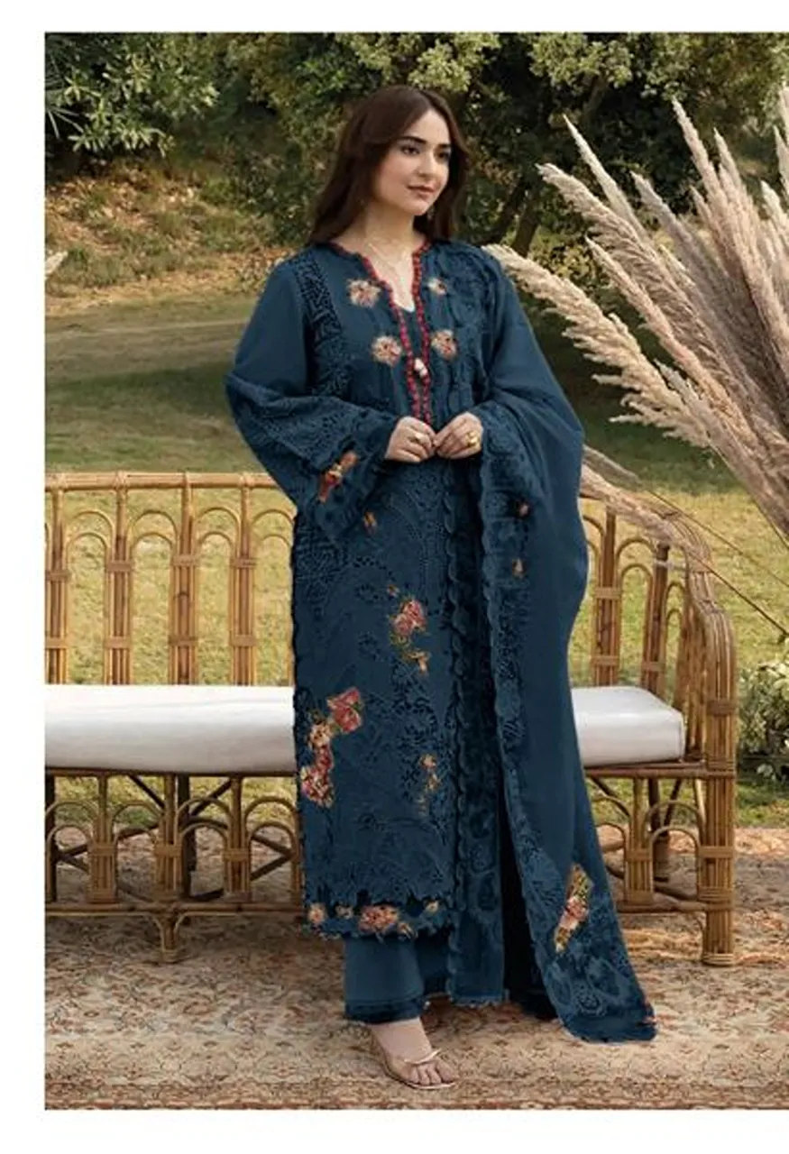 Saniya 7223 A To E Pakistani Cotton Chikankari Embroidered Salwar Kameez Collection