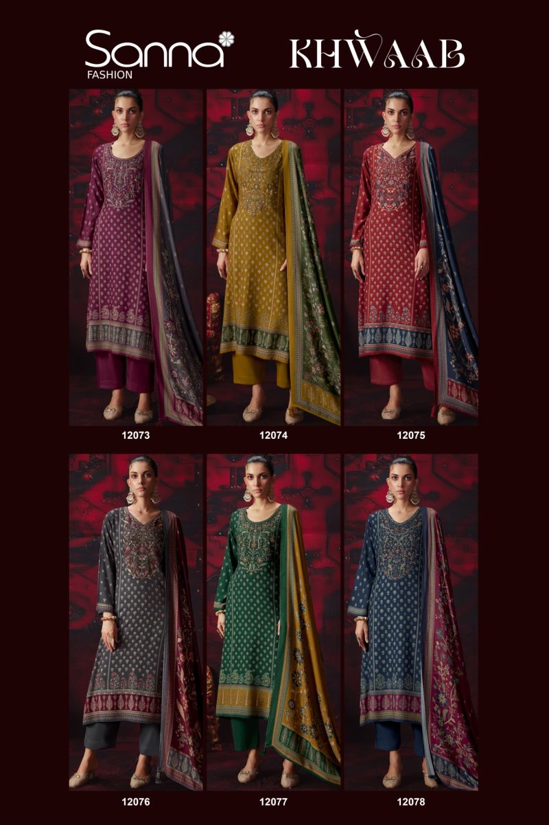 Sanna Khwaab Viscose Pashmina Digital Print Khatli Work Salwar Kameez Catalog — Wholesale Salwar Suits, Sanna Fashion wholesale from Surat — view 8