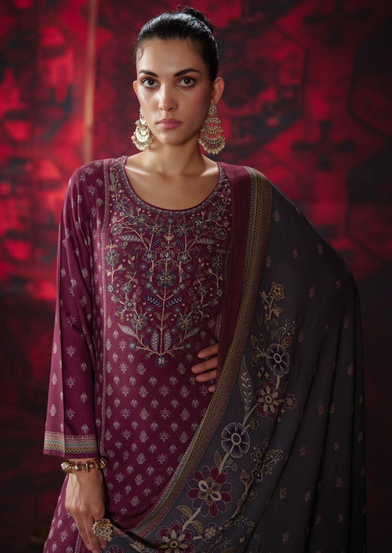 Sanna Khwaab Viscose Pashmina Digital Print Khatli Work Salwar Kameez Catalog