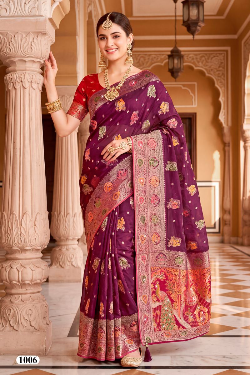 Saroj Albeli Fendi Saroski Vol 1 Fendi Satin Silk Saree Collection — Wholesale Sarees, Saroj Saree wholesale from Surat — Photo 7