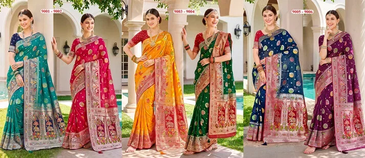 Saroj Albeli Fendi Saroski Vol 9 Fendi Satin Silk Saree Collection — Wholesale Sarees, Saroj Saree wholesale from Surat — Photo 8