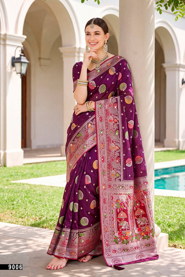 Saroj Albeli Fendi Saroski Vol 9 Fendi Satin Silk Saree Collection — Wholesale Sarees, Saroj Saree wholesale from Surat — Photo 6