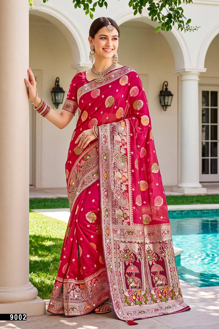 Saroj Albeli Fendi Saroski Vol 9 Fendi Satin Silk Saree Collection — Wholesale Sarees, Saroj Saree wholesale from Surat — Photo 5