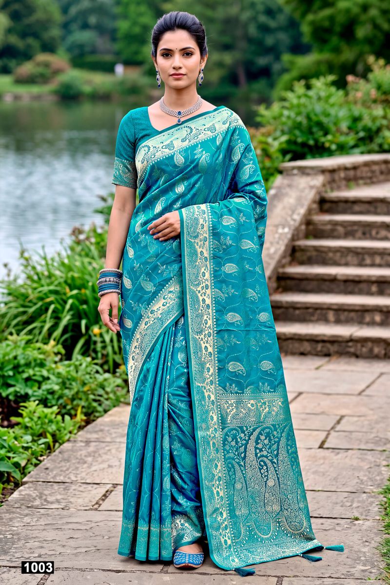 Saroj Chandrakala Satin Saroski Vol 1 Satin Silk Saree Collection — Festival Sarees, Saroj Saree wholesale from Surat — view 3