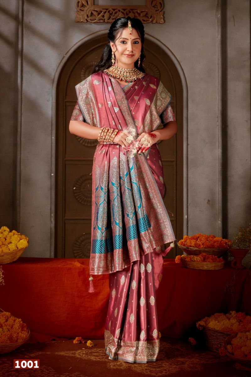 Saroj Pitambari Satiin Saroski Vol 3 Wholesale Satin Silk Saree Collection — Wholesale Sarees, Saroj Saree wholesale from Surat — Photo 3