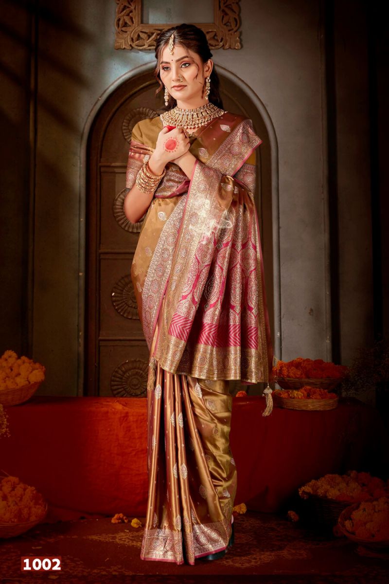 Saroj Pitambari Satiin Saroski Vol 3 Wholesale Satin Silk Saree Collection — Wholesale Sarees, Saroj Saree wholesale from Surat — Photo 4